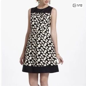 Anthropologie Leifnotes Elegant Black and Cream Polka Dot Dress